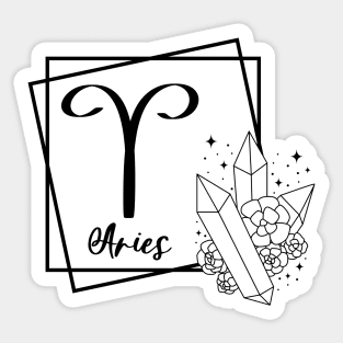 Aries Zodiac Sign Floral Crystal Design Sticker